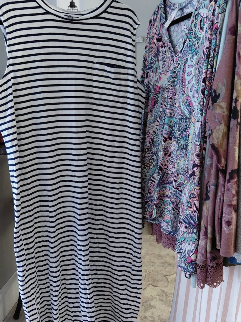 Navy and White Stripped Maxi